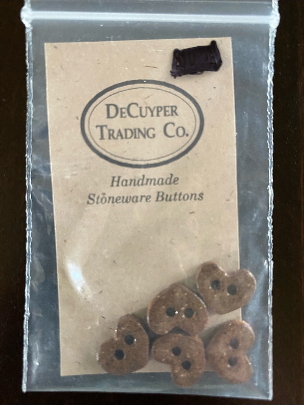 DeCuyper Trading Co. Handmade Stoneware Heart Buttons - Brown